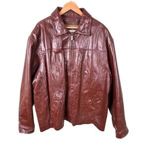 Wilsons Leather M. Julian Moto Jacket Men's Size 2XLT Brown Lined Full Zip